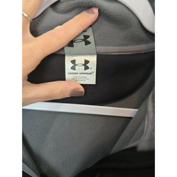 Under Armour Sweatshirt Men's L Black 1/4 Zip Fleece Lined Pullover Company Logo - Picture 5 of 13